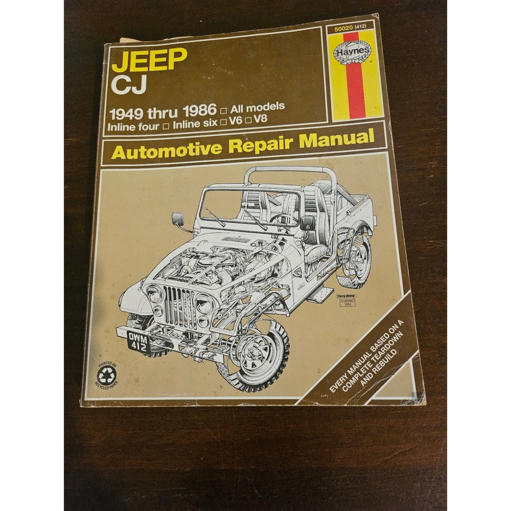 Haynes Repair Manual Jeep CJ 1949-1986 Brown Automotive DIY Service Guide 50020